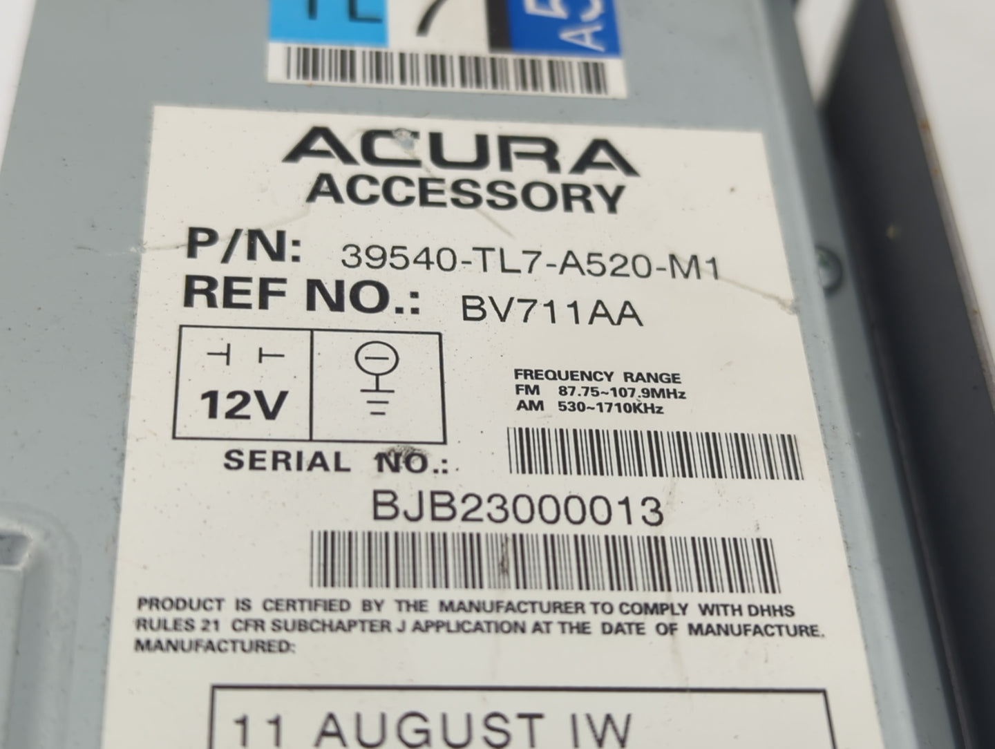2011-2014 Acura Tsx Radio AM FM Cd Player Receiver Replacement P/N:39540-TL7-A520-M1 Fits Fits 2011 2012 2013 2014 OEM Used 
