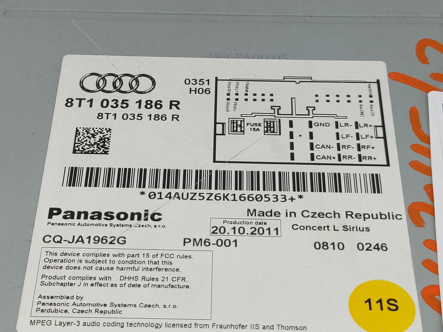 2010-2012 Audi A4 Radio AM FM Cd Player Receiver Replacement P/N:8T1 035 186 R Fits Fits 2010 2011 2012 2013 2014 2015 2016 
