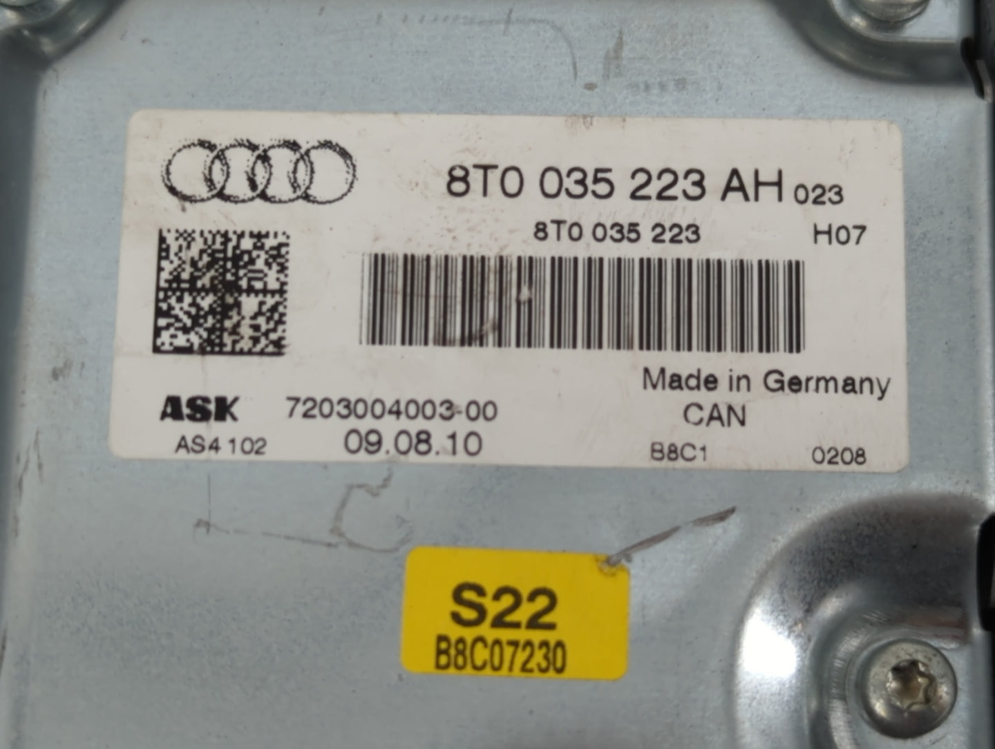 2012 Audi A4 PCM Engine Control Computer ECU ECM PCU OEM P/N:8T0 035 223 AH Fits OEM Used Auto Parts - Oemusedautoparts1.com