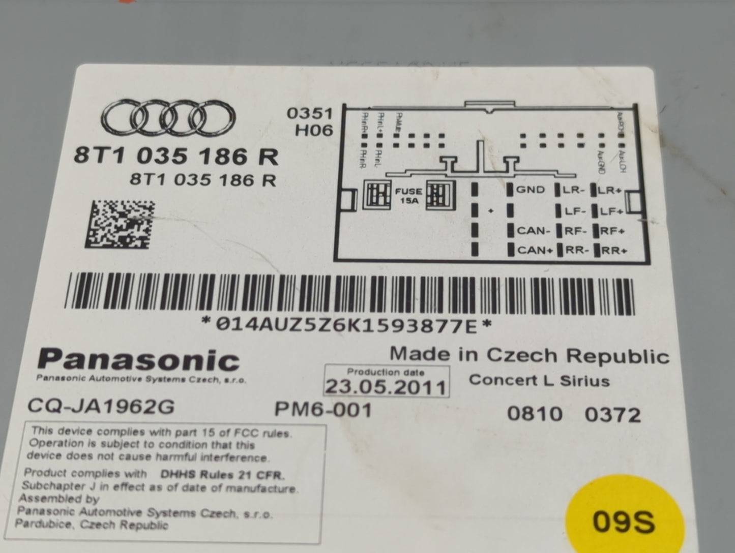 2010-2012 Audi A4 Radio AM FM Cd Player Receiver Replacement P/N:8T1 035 186 R Fits Fits 2010 2011 2012 2013 2014 2015 2016 