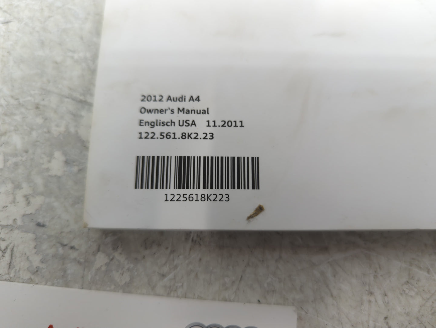2012 Audi A4 Owners Manual Book Guide P/N:122.561.8K2.23 OEM Used Auto Parts - Oemusedautoparts1.com