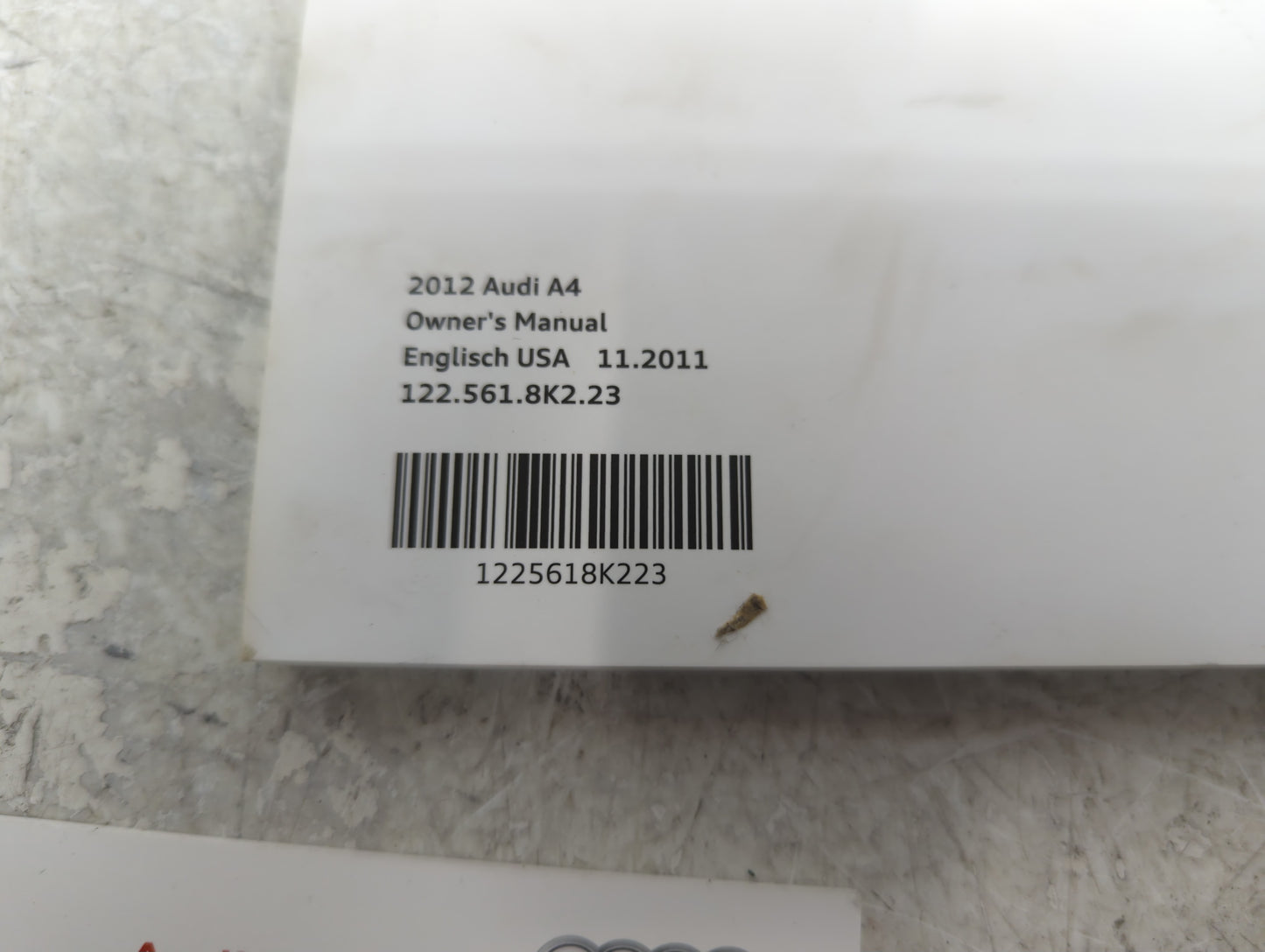 2012 Audi A4 Owners Manual Book Guide P/N:122.561.8K2.23 OEM Used Auto Parts - Oemusedautoparts1.com