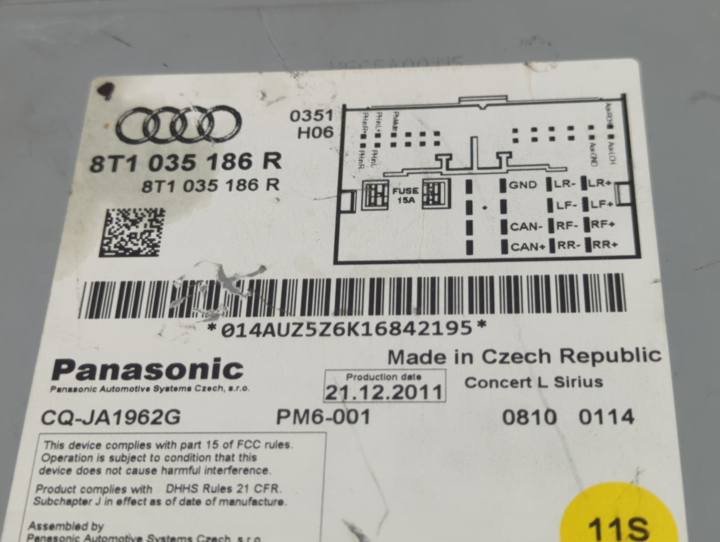 2010-2012 Audi A4 Radio AM FM Cd Player Receiver Replacement P/N:8T1 035 186 R Fits Fits 2010 2011 2012 2013 2014 2015 2016 