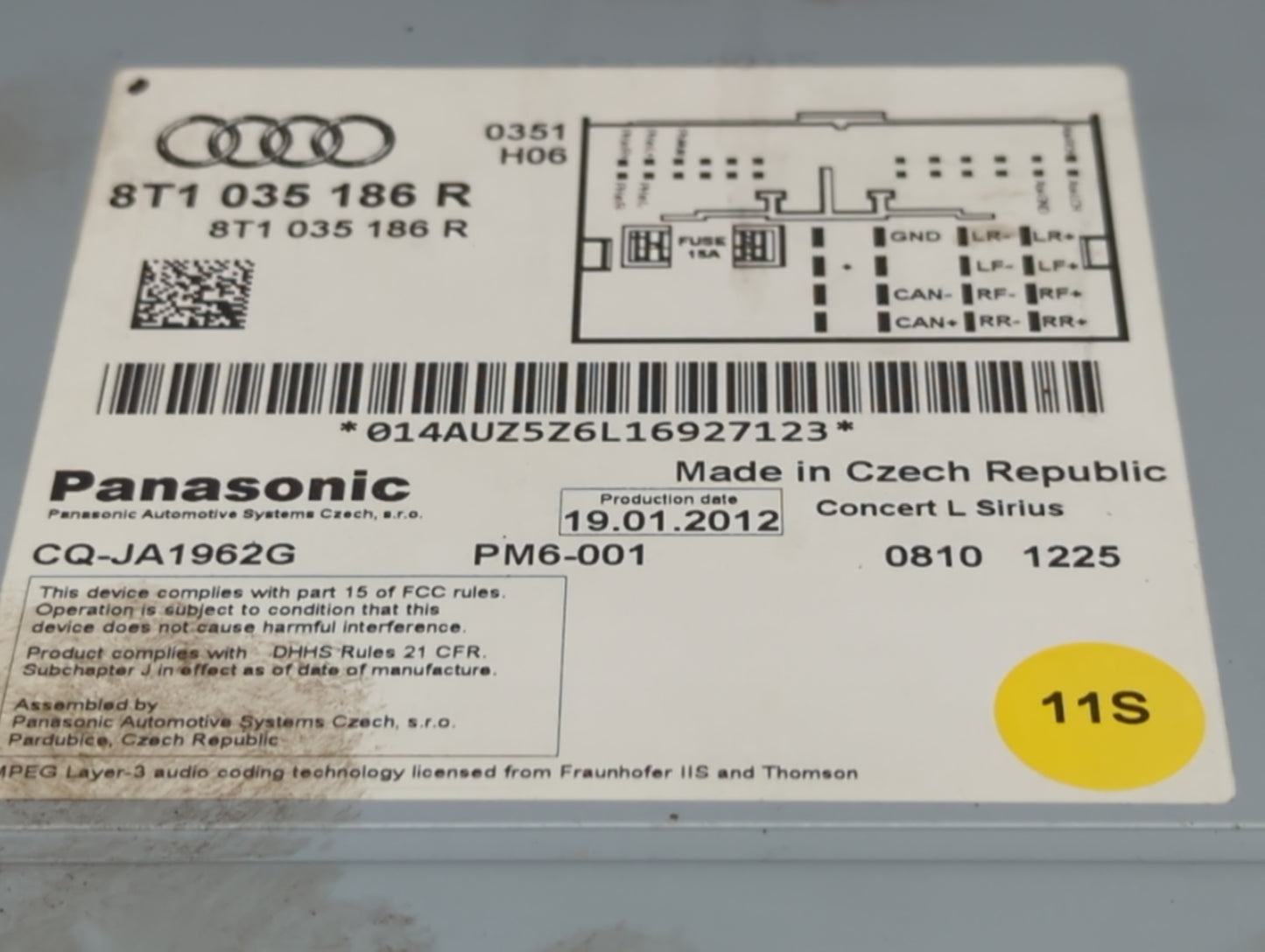 2010-2012 Audi A4 Radio AM FM Cd Player Receiver Replacement P/N:8T1 035 186 R Fits Fits 2010 2011 2012 2013 2014 2015 2016 