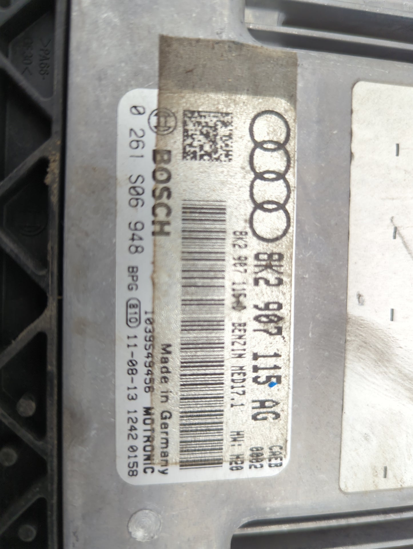 2012 Audi A4 PCM Engine Control Computer ECU ECM PCU OEM P/N:8K2907115AG 0261S06948, 1039549458 Fits OEM Used Auto Parts - O