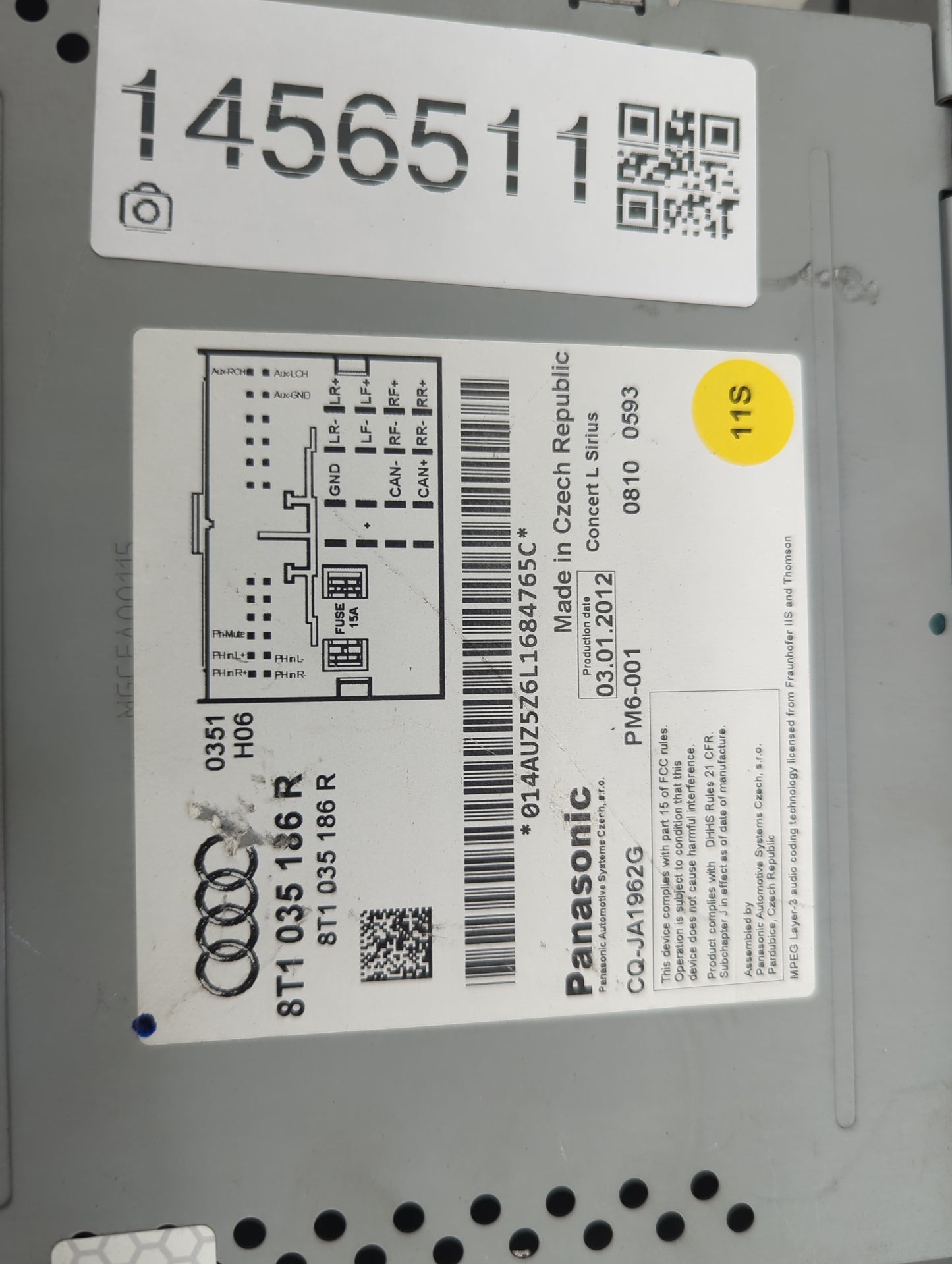 2010-2012 Audi A4 Radio AM FM Cd Player Receiver Replacement P/N:8T1035186R CQ-JA1962G Fits OEM Used Auto Parts - Oemusedaut