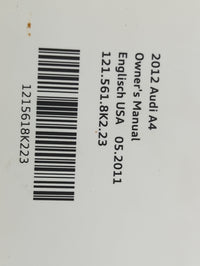 2012 Audi A4 Owners Manual Book Guide P/N:121.561.8K2.23 1215618K223, 112.562.860.21 OEM Used Auto Parts - Oemusedautoparts1