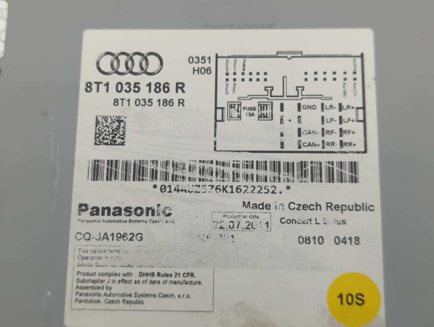 2010-2012 Audi A4 Radio AM FM Cd Player Receiver Replacement P/N:8T1 035 186 R Fits Fits 2010 2011 2012 2013 2014 2015 2016 