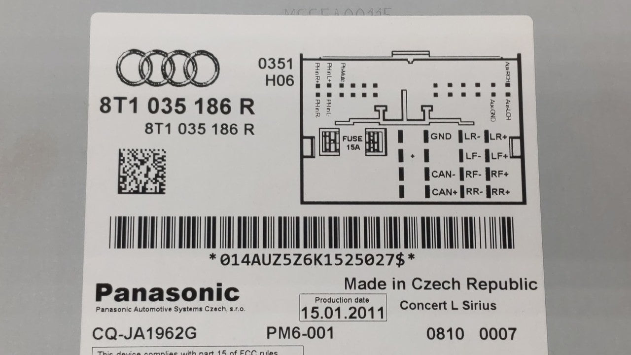 2010-2012 Audi A4 Quattro Radio AM FM Cd Player Receiver Replacement P/N:8T1 035 186 R 4G0035082C Fits OEM Used Auto Parts -