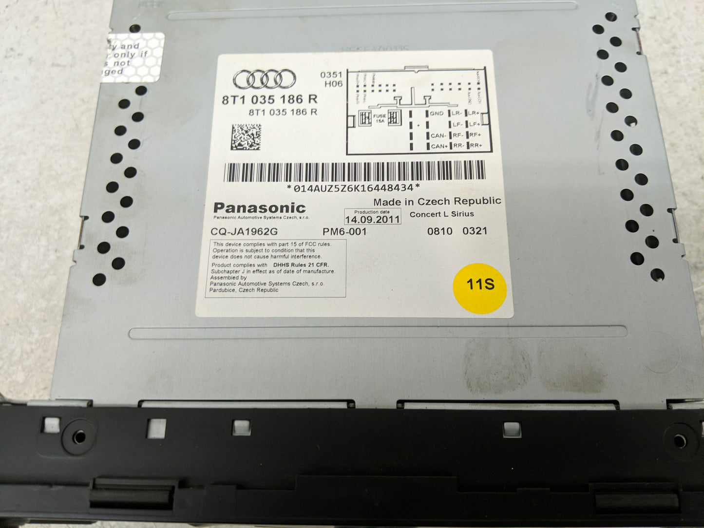 2008-2012 Audi A5 Radio AM FM Cd Player Receiver Replacement P/N:8T1 035 186 R Fits Fits 2008 2009 2010 2011 2012 OEM Used A