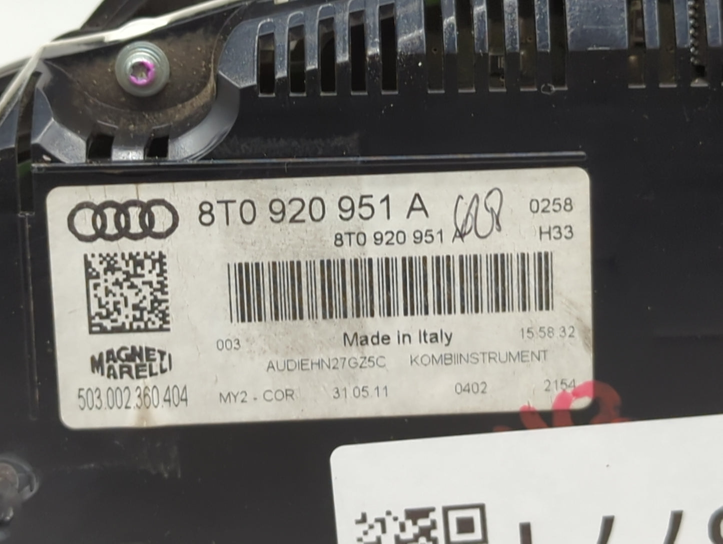 2011-2012 Audi A5 Instrument Cluster Speedometer Gauges P/N:8T0920951A 503.002.360.404 Miles:90K Fits Fits 2011 2012 OEM Use