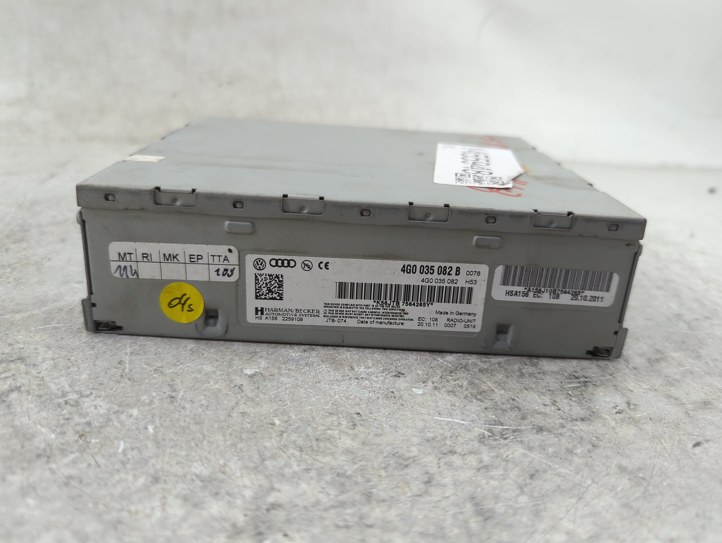 2010-2017 Audi A5 Radio AM FM Cd Player Receiver Replacement P/N:4G0 035 082 B Fits Fits 2010 2011 2012 2013 2014 2015 2016 