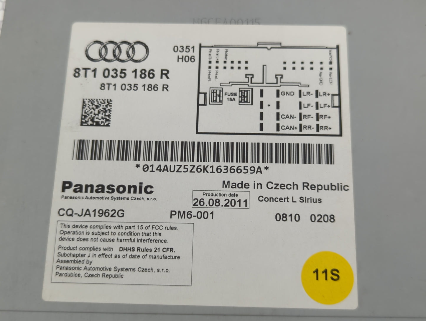 2008-2012 Audi A5 Radio AM FM Cd Player Receiver Replacement P/N:8T1 035 186 R Fits Fits 2008 2009 2010 2011 2012 OEM Used A