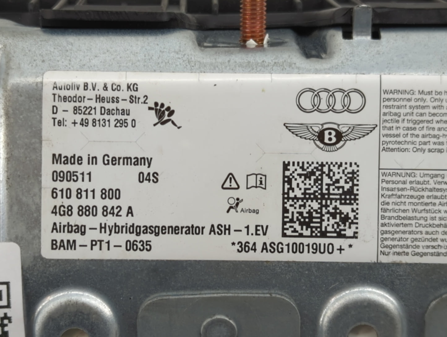 2012-2018 Audi A6 Air Bag Passenger Right Knee OEM P/N:4G8 880 842 A Fits Fits 2012 2013 2014 2015 2016 2017 2018 OEM Used A