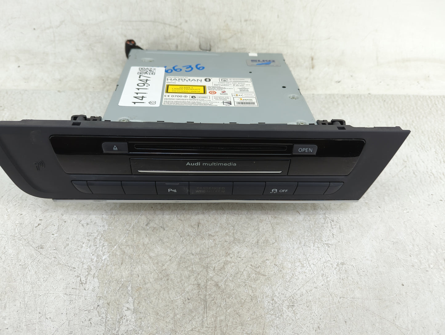 2012-2013 Audi A6 Radio AM FM Cd Player Receiver Replacement P/N:4G0035746C Fits Fits 2012 2013 OEM Used Auto Parts - Oemuse