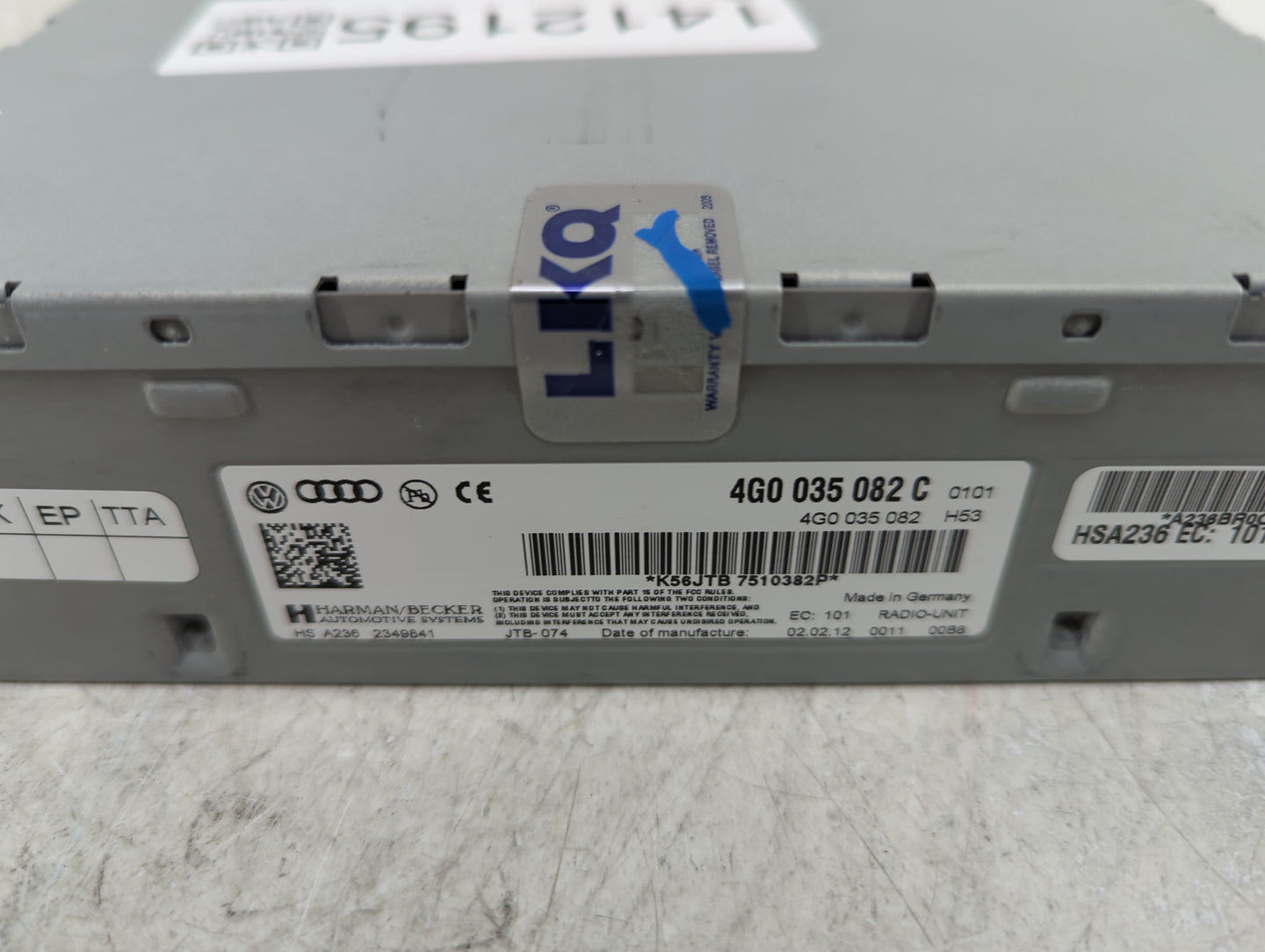2012-2015 Audi A6 Radio AM FM Cd Player Receiver Replacement P/N:4G0 035 082 C Fits Fits 2010 2011 2012 2013 2014 2015 2016 