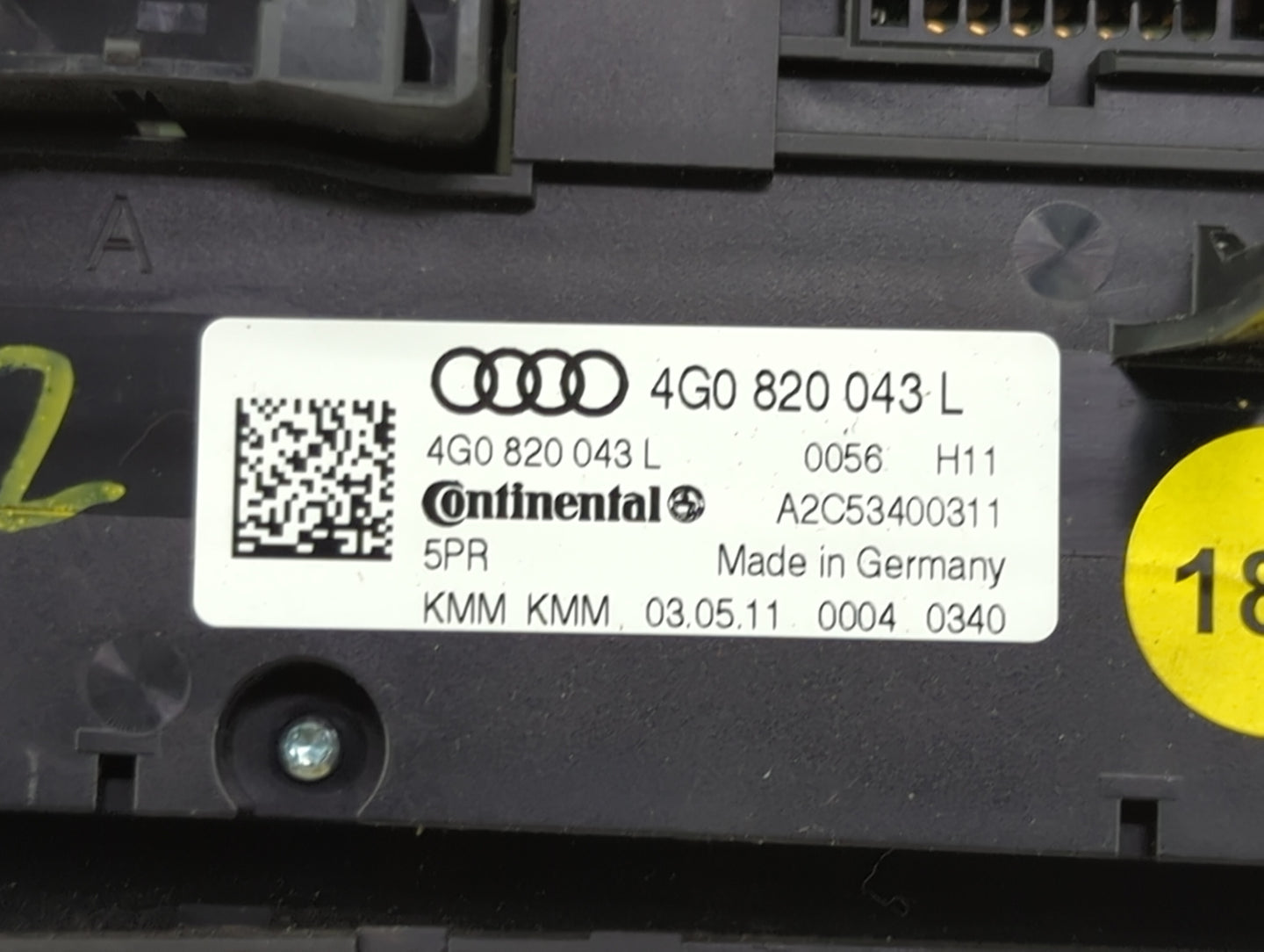 2012 Audi A6 Climate Control Module Temperature AC/Heater Replacement P/N:4G0820043L A2C53400311 Fits OEM Used Auto Parts - 