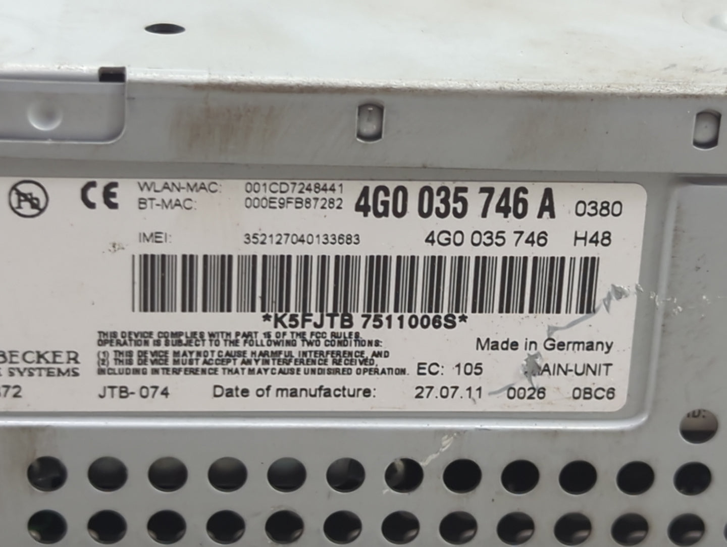 2012-2015 Audi A6 Multi Media Audio Radio Receiver Player Oem 1456252 - Oemusedautoparts1.com
