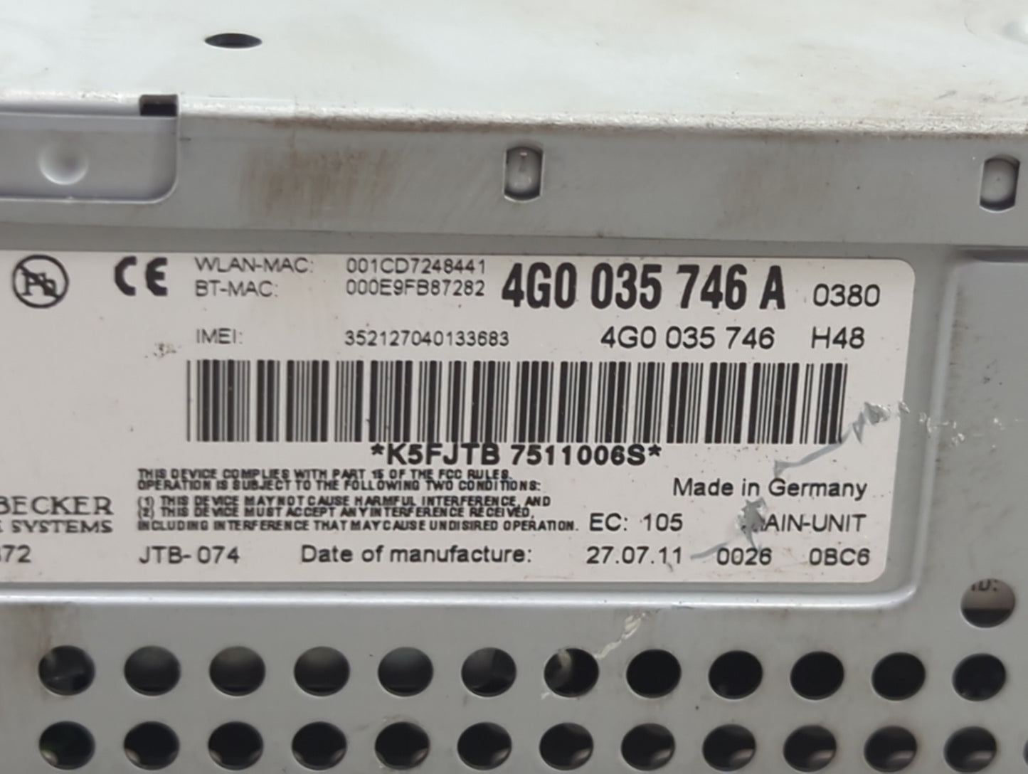 2012-2015 Audi A6 Multi Media Audio Radio Receiver Player Oem 1456252 - Oemusedautoparts1.com