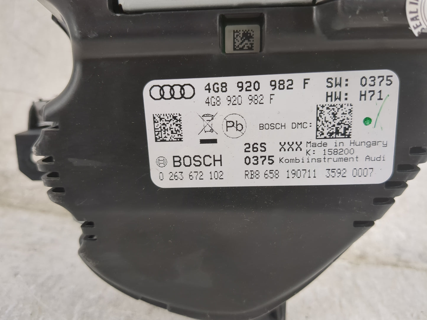 2012-2015 Audi A6 Instrument Cluster Speedometer Gauges P/N:4G8 920 982 F Miles: Fits Fits 2012 2013 2014 2015 OEM Used Auto