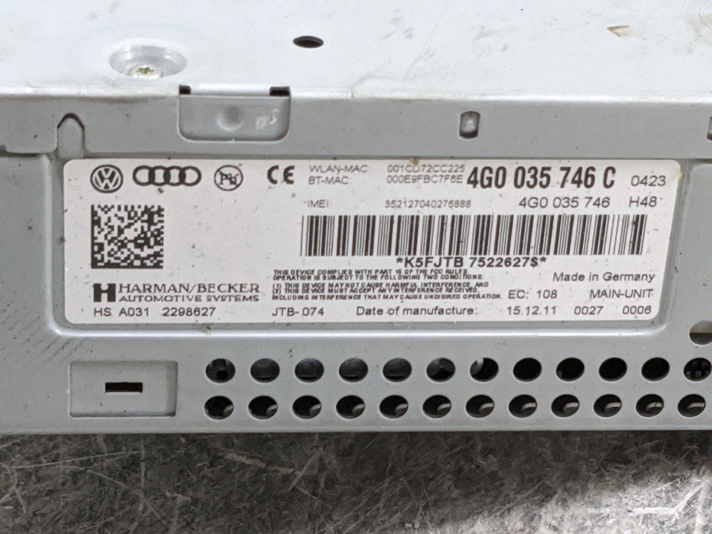 2012-2013 Audi A6 Multi Media Audio Radio Receiver Player Oem 1468986 - Oemusedautoparts1.com