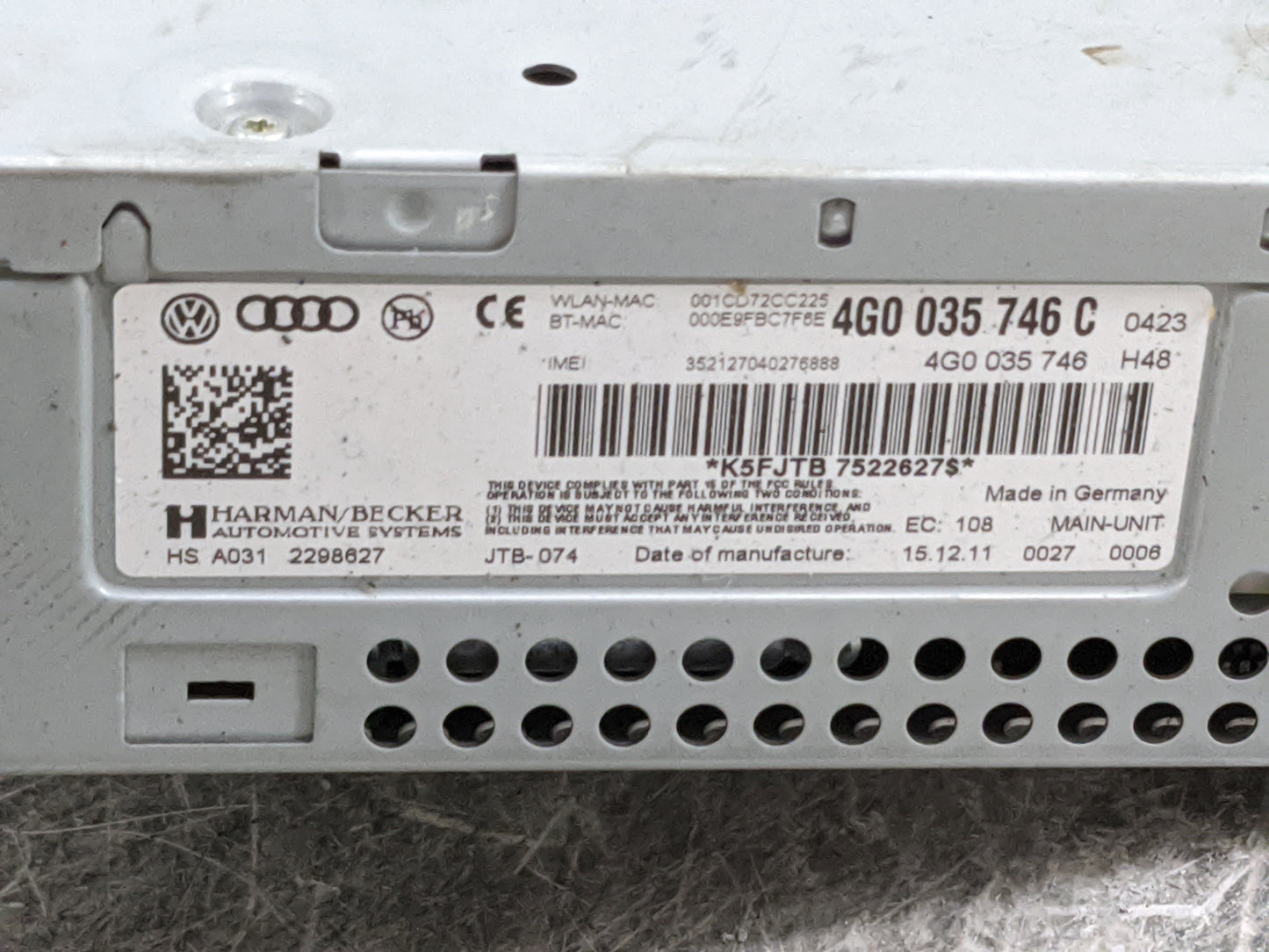 2012-2013 Audi A6 Multi Media Audio Radio Receiver Player Oem 1468986 - Oemusedautoparts1.com