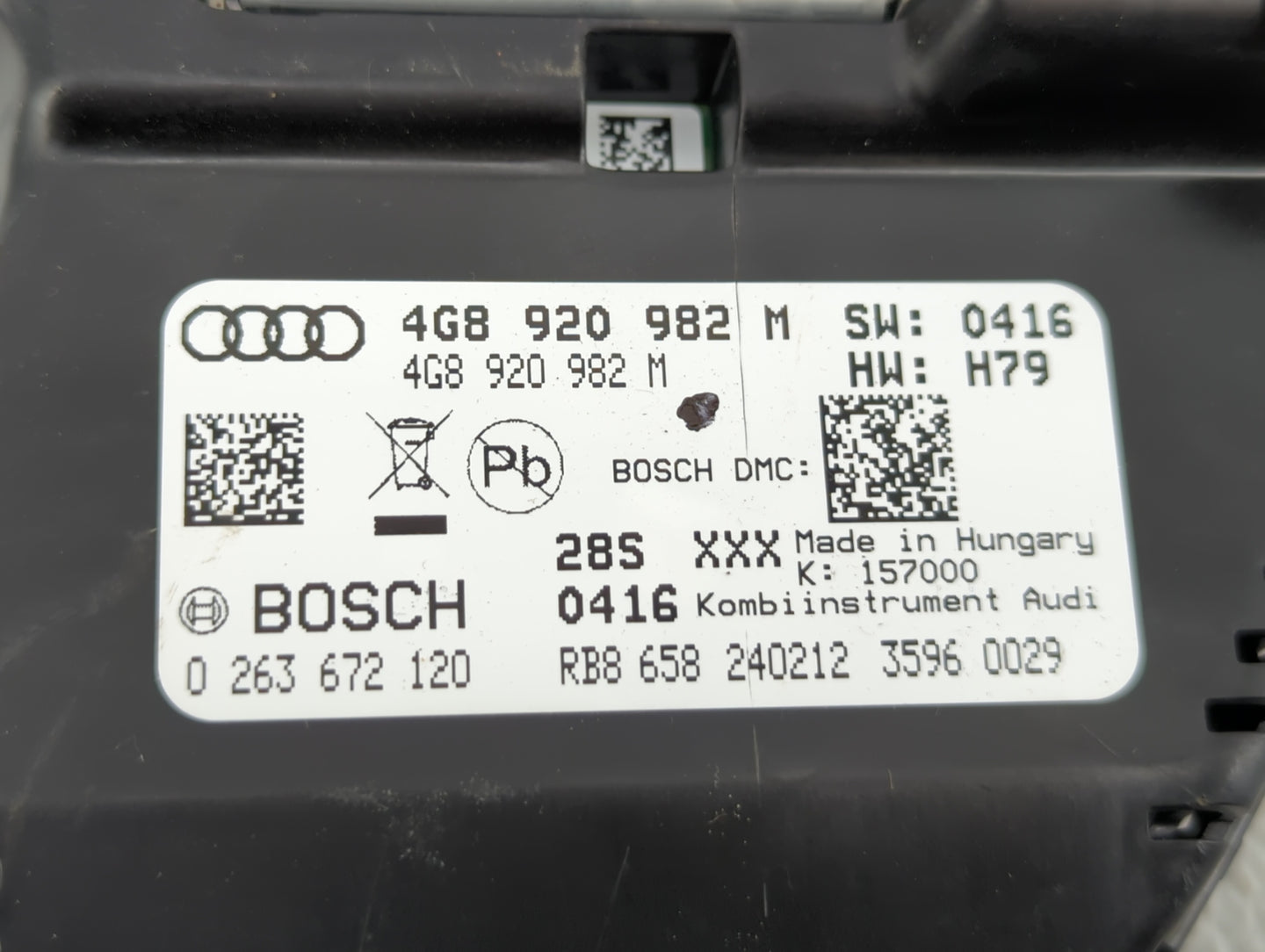 2012-2013 Audi A6 Instrument Cluster Speedometer Gauges P/N:4G8 920 982 M Fits Fits 2012 2013 OEM Used Auto Parts - Oemuseda