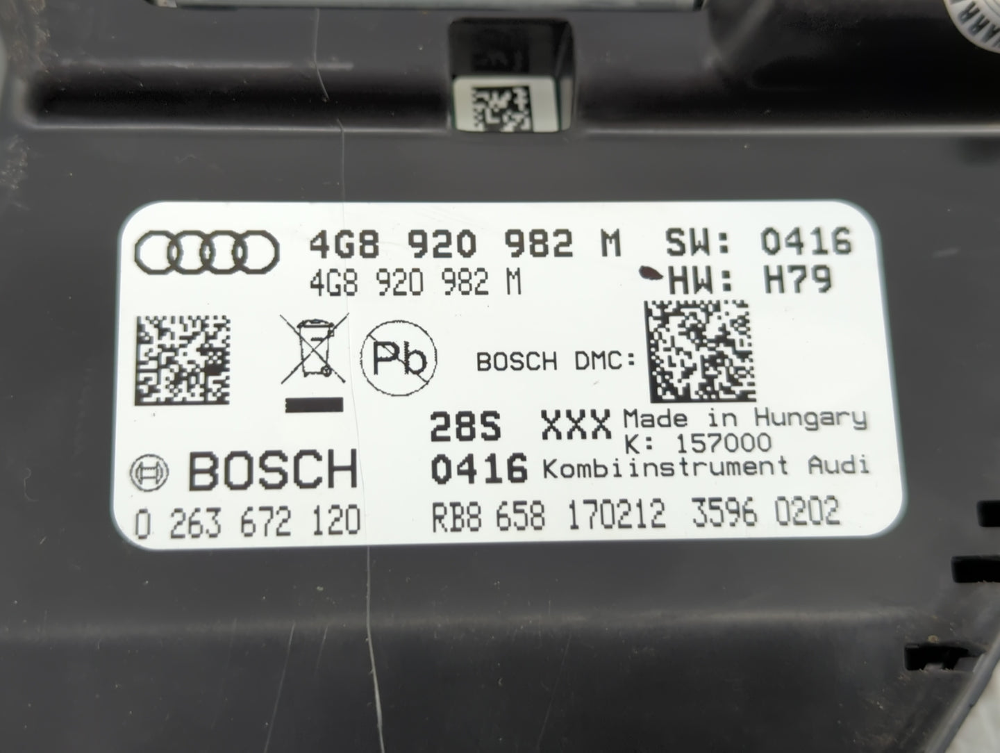 2012-2013 Audi A6 Instrument Cluster Speedometer Gauges P/N:4G8 920 982 M Fits Fits 2012 2013 OEM Used Auto Parts - Oemuseda