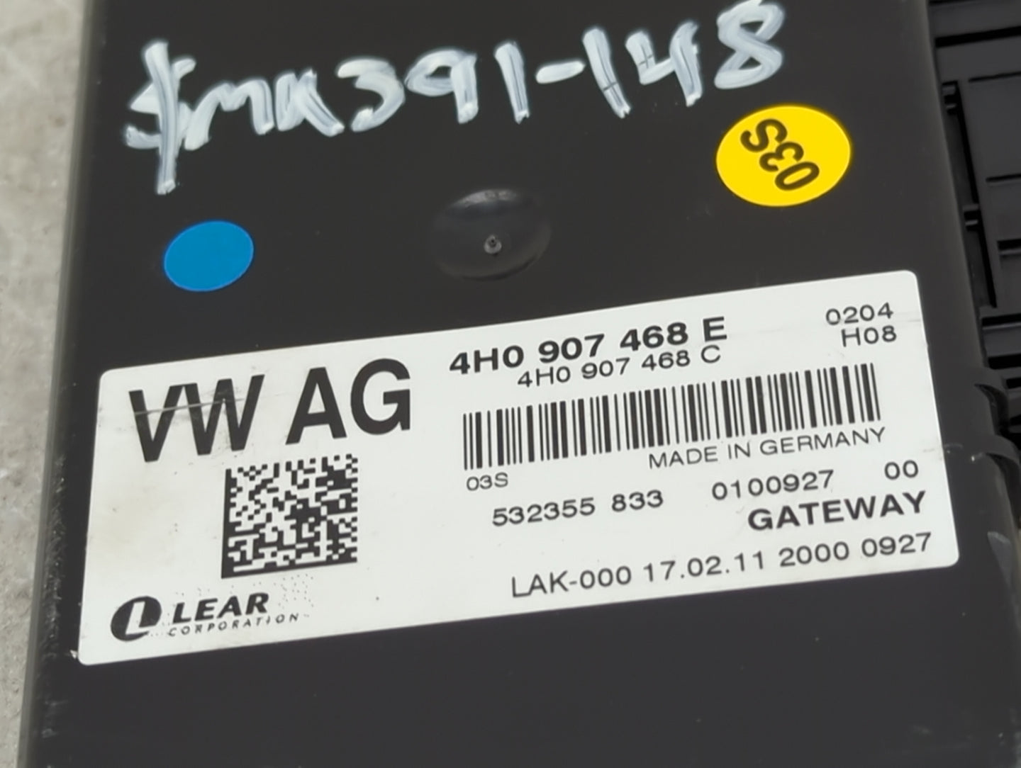 2012 Audi A8 Gateway Control Module 4h0907468e|4h0907468c|532355833 - Oemusedautoparts1.com