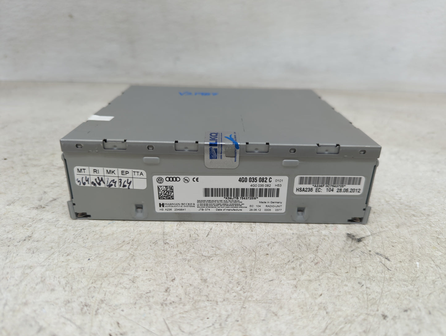 2009-2012 Audi Q5 Radio AM FM Cd Player Receiver Replacement P/N:4G0035082C Fits Fits 2009 2010 2011 2012 2013 2014 2015 201