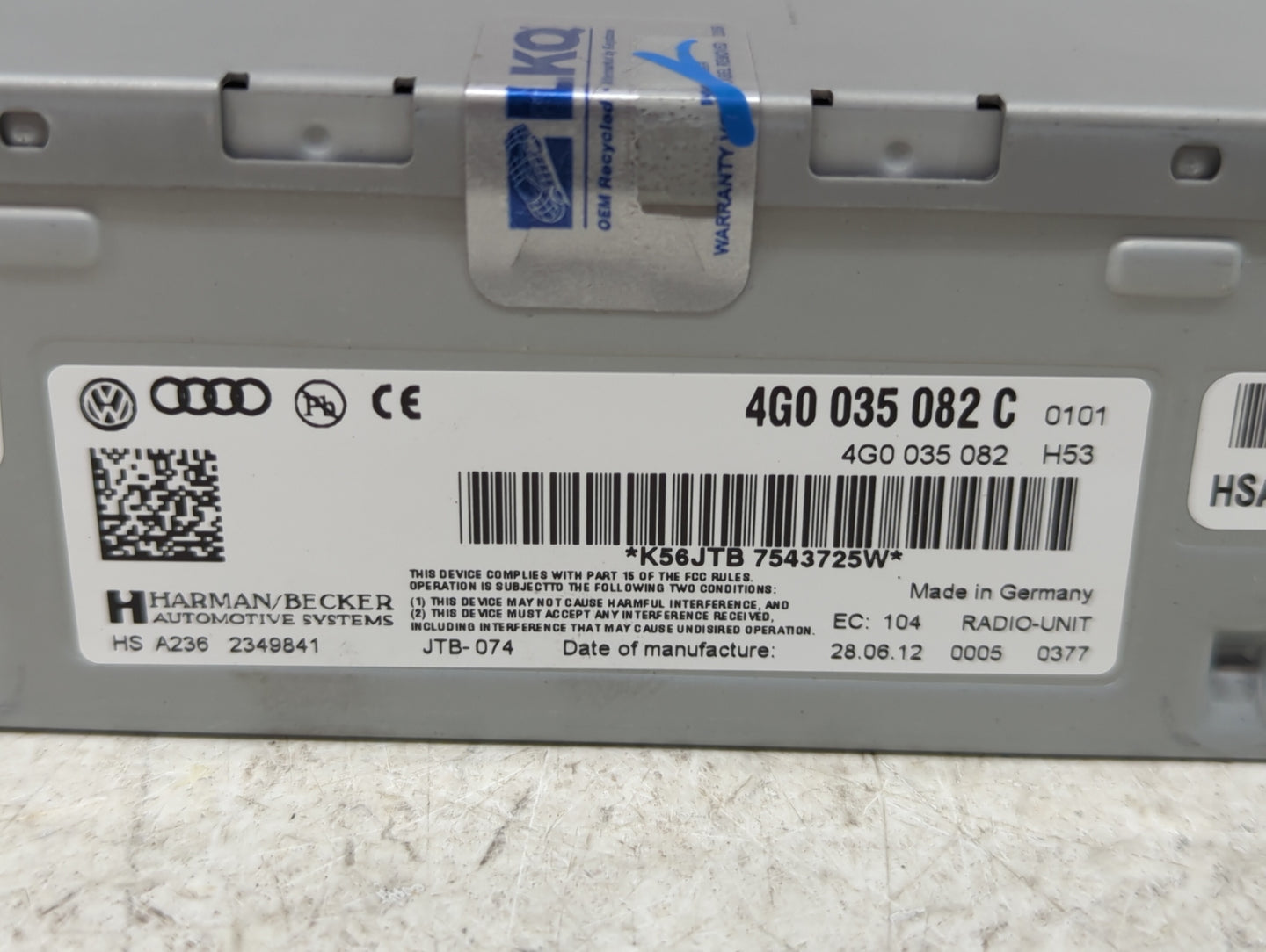 2009-2012 Audi Q5 Radio AM FM Cd Player Receiver Replacement P/N:4G0035082C Fits Fits 2009 2010 2011 2012 2013 2014 2015 201