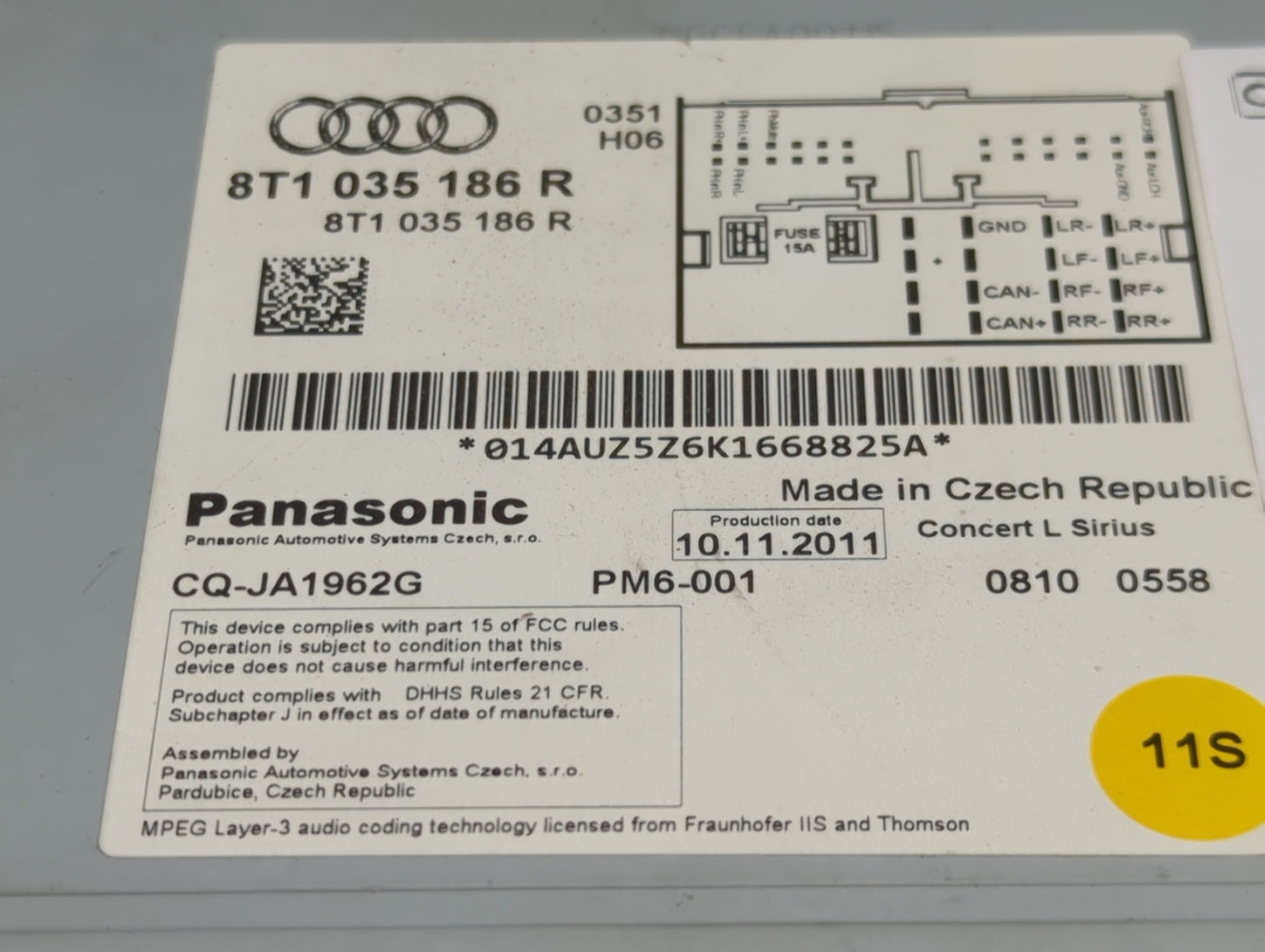 2011-2017 Audi Q5 Radio AM FM Cd Player Receiver Replacement P/N:8T1035186R CQ-JA1962G Fits OEM Used Auto Parts - Oemusedaut
