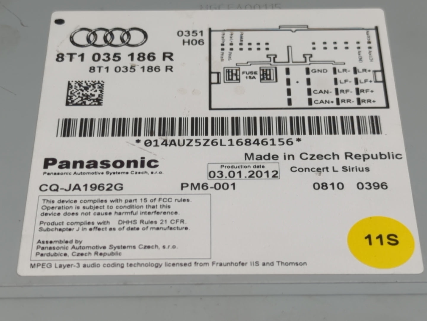 2011-2017 Audi Q5 Radio AM FM Cd Player Receiver Replacement P/N:8T1035186R CQ-JA1962G Fits OEM Used Auto Parts - Oemusedaut