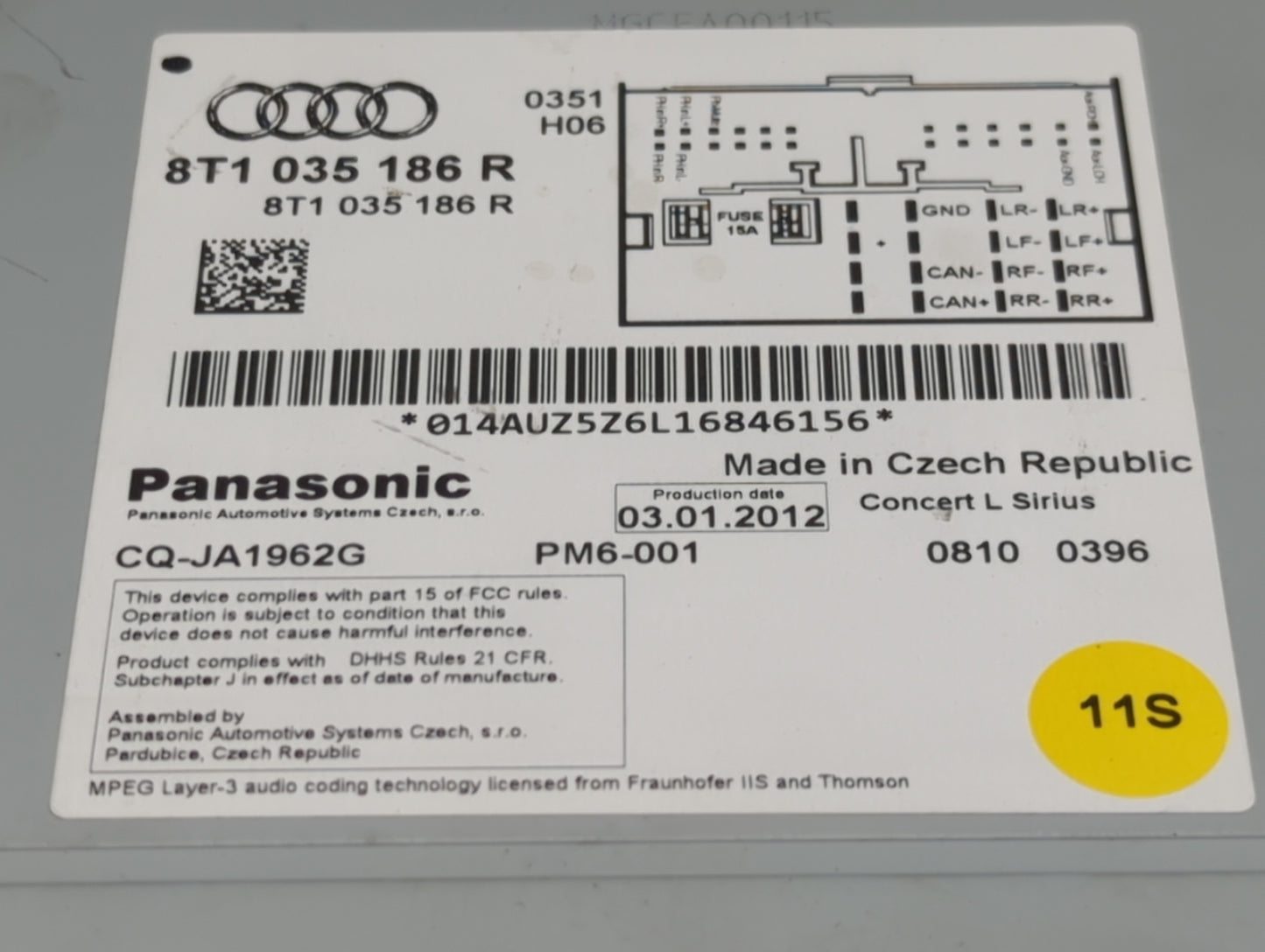 2011-2017 Audi Q5 Radio AM FM Cd Player Receiver Replacement P/N:8T1035186R CQ-JA1962G Fits OEM Used Auto Parts - Oemusedaut
