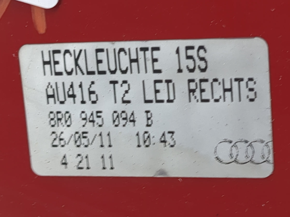 2009-2012 Audi Q5 Passenger Right Side Deck Lid Mounted Tail Light 1512593 - Oemusedautoparts1.com