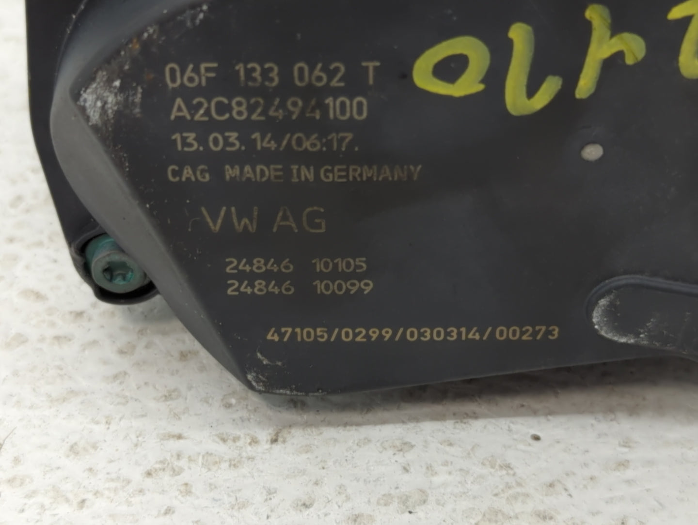 2010-2017 Audi Q5 Throttle Body P/N:06F 133 062 T 06F 133 062 Q Fits OEM Used Auto Parts - Oemusedautoparts1.com