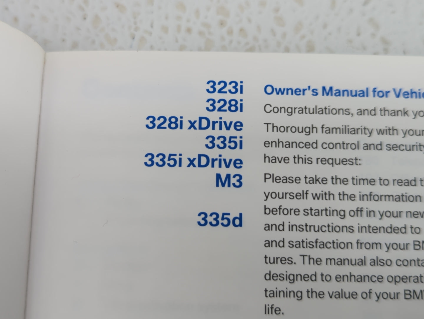 2012 Bmw 323i Owners Manual Book Guide OEM Used Auto Parts - Oemusedautoparts1.com