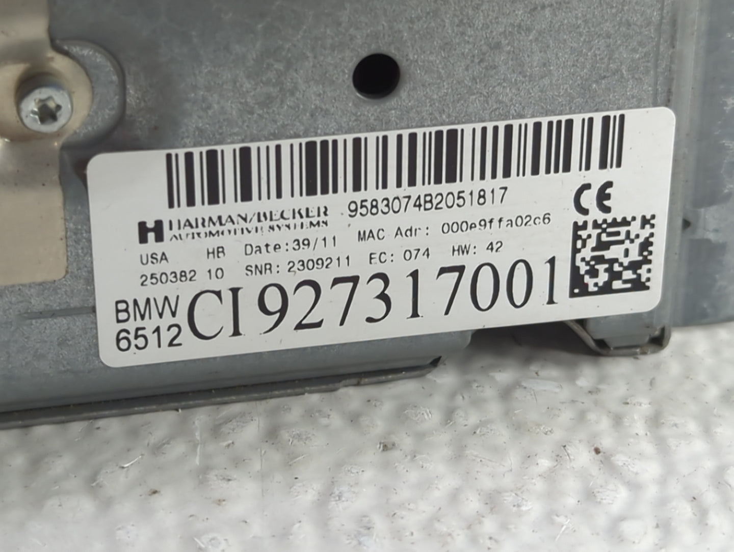 2012 Bmw 328 Radio AM FM Cd Player Receiver Replacement P/N:9583074B2051817 CI9273170010 Fits OEM Used Auto Parts - Oemuseda