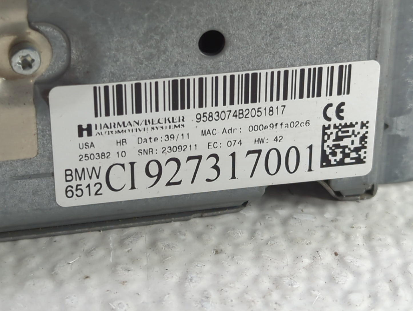 2012 Bmw 328 Radio AM FM Cd Player Receiver Replacement P/N:9583074B2051817 CI9273170010 Fits OEM Used Auto Parts - Oemuseda