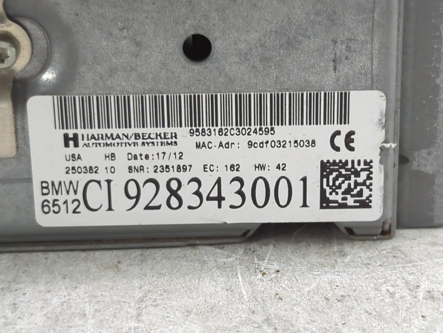 2012 Bmw 328 Radio AM FM Cd Player Receiver Replacement P/N:9583162C3024595 CI928343001 Fits OEM Used Auto Parts - Oemusedau
