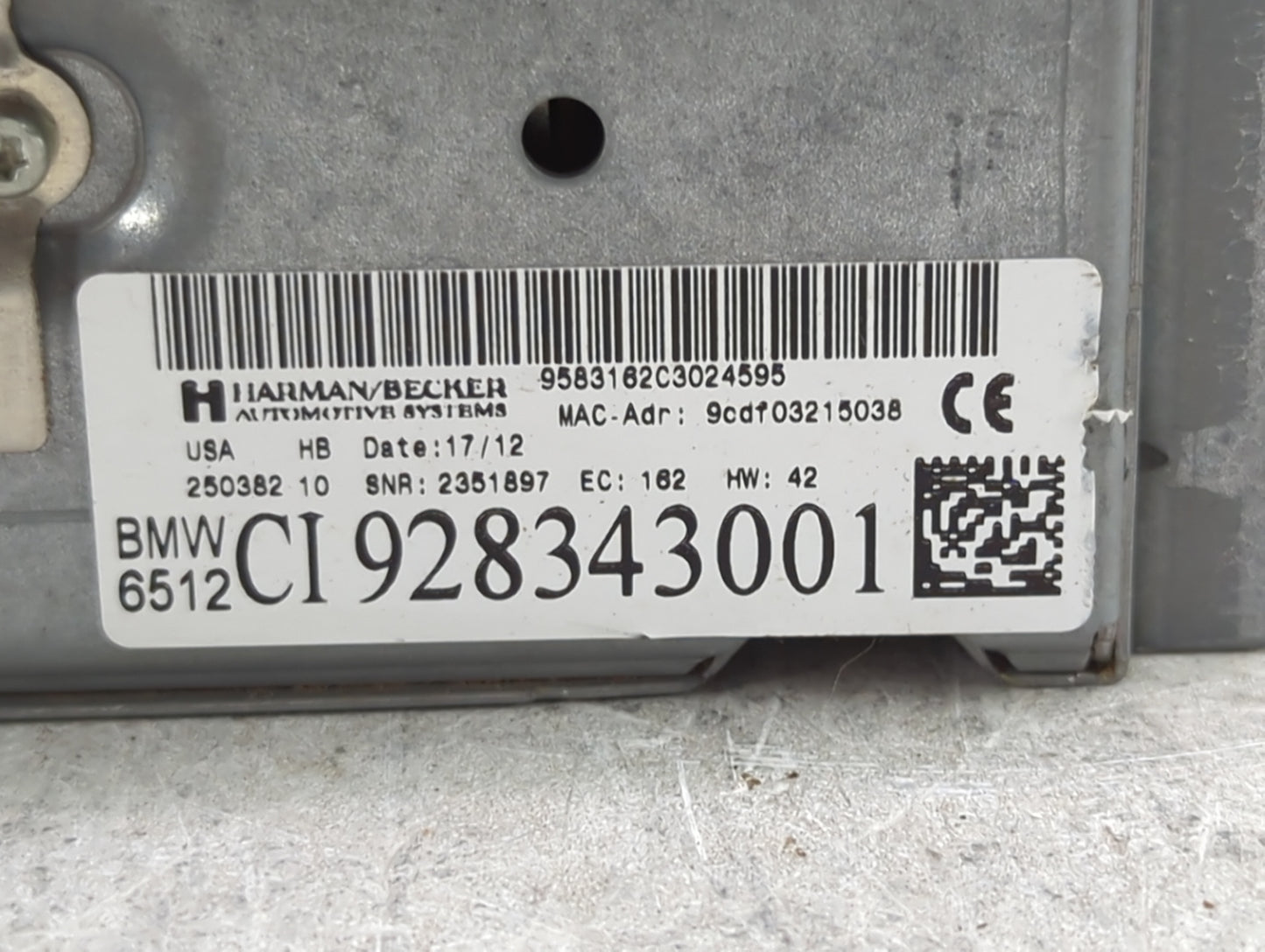 2012 Bmw 328 Radio AM FM Cd Player Receiver Replacement P/N:9583162C3024595 CI928343001 Fits OEM Used Auto Parts - Oemusedau