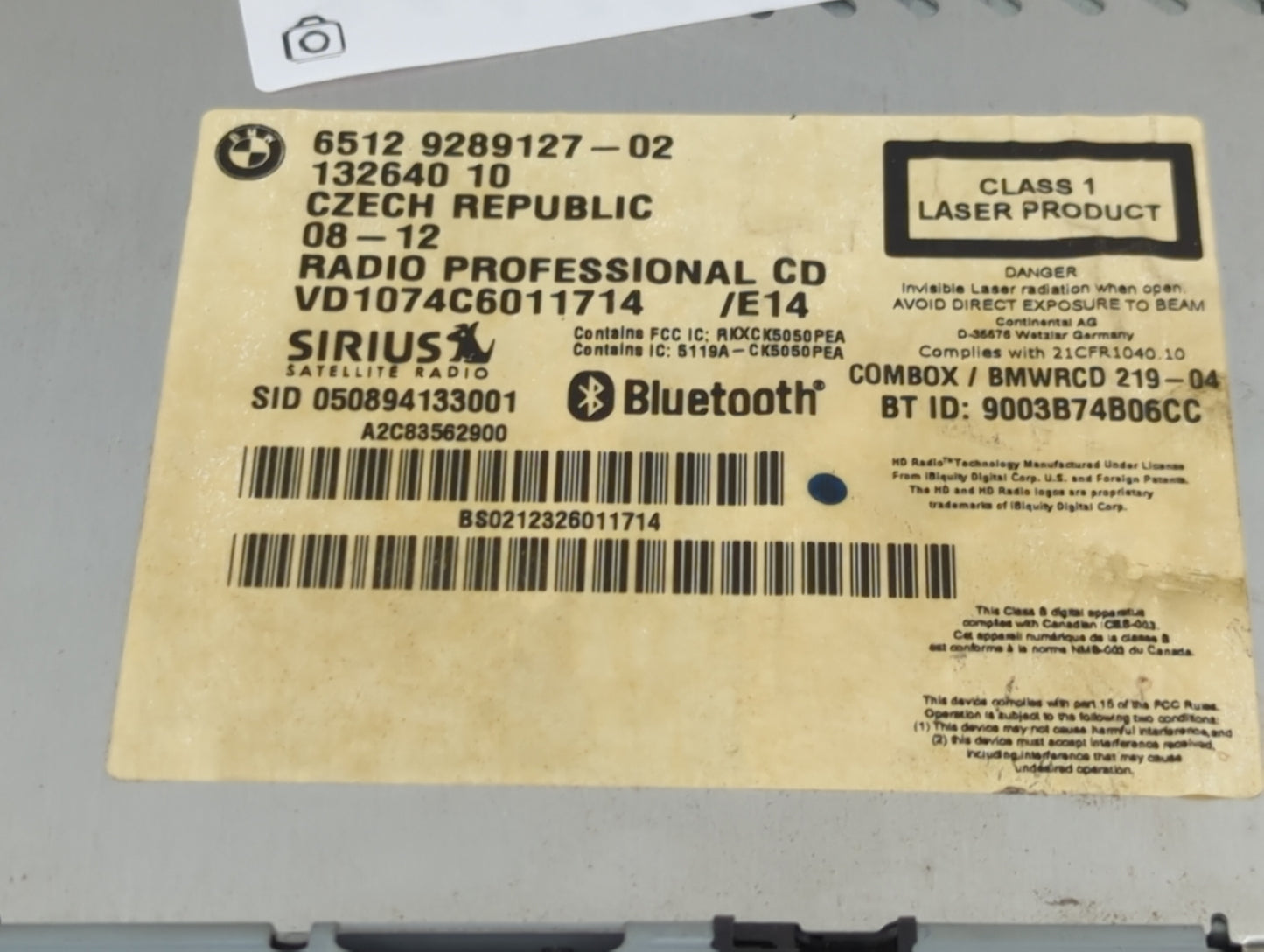 2010-2013 Bmw 328i Radio AM FM Cd Player Receiver Replacement P/N:9583075B2063051 CI927317001 Fits OEM Used Auto Parts - Oem