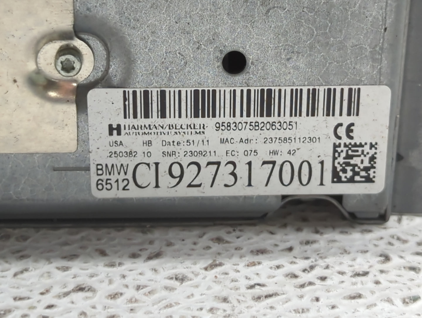 2010-2013 Bmw 328i Radio AM FM Cd Player Receiver Replacement P/N:9583075B2063051 CI927317001 Fits OEM Used Auto Parts - Oem