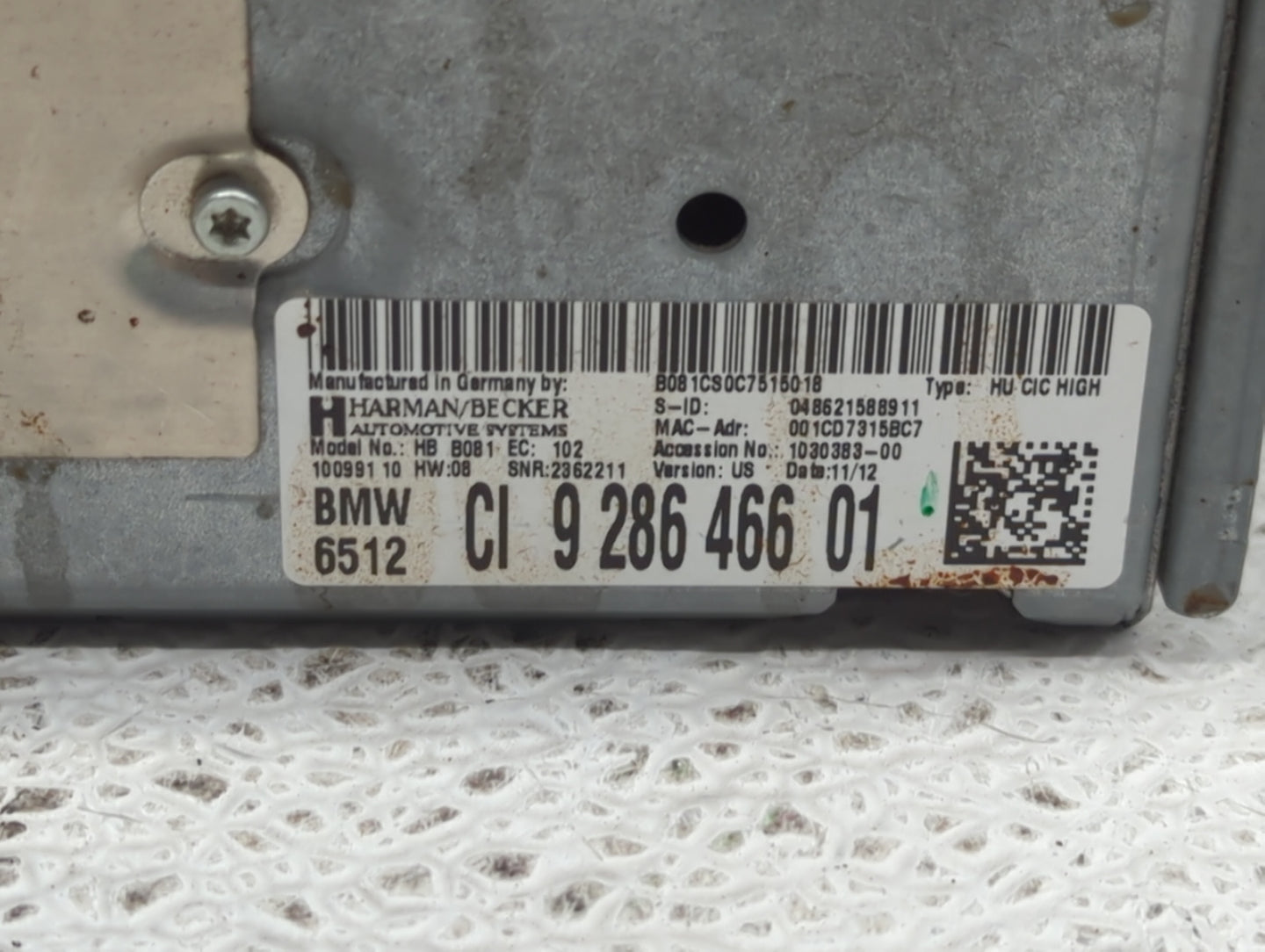 2012-2016 Bmw 328i Radio AM FM Cd Player Receiver Replacement P/N:9 286 466 01 Fits Fits 2012 2013 2014 2015 2016 OEM Used A