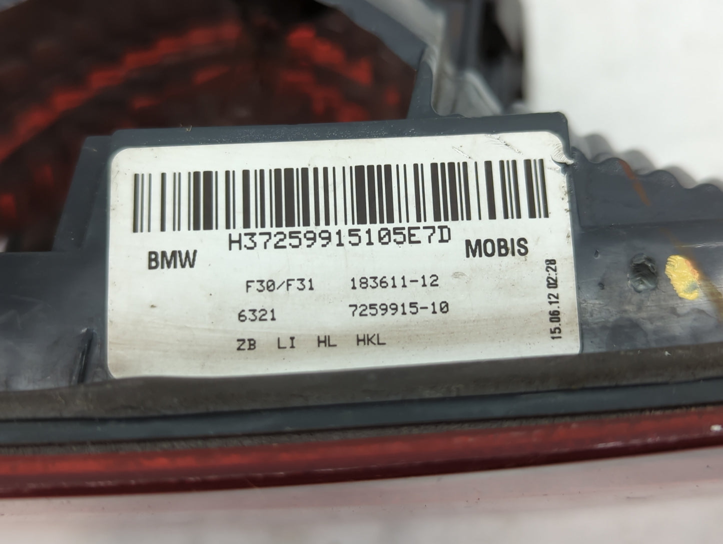 2012 Bmw 328i Tail Light Assembly Passenger Right OEM P/N:183611-12 7259915-10 Fits OEM Used Auto Parts - Oemusedautoparts1.