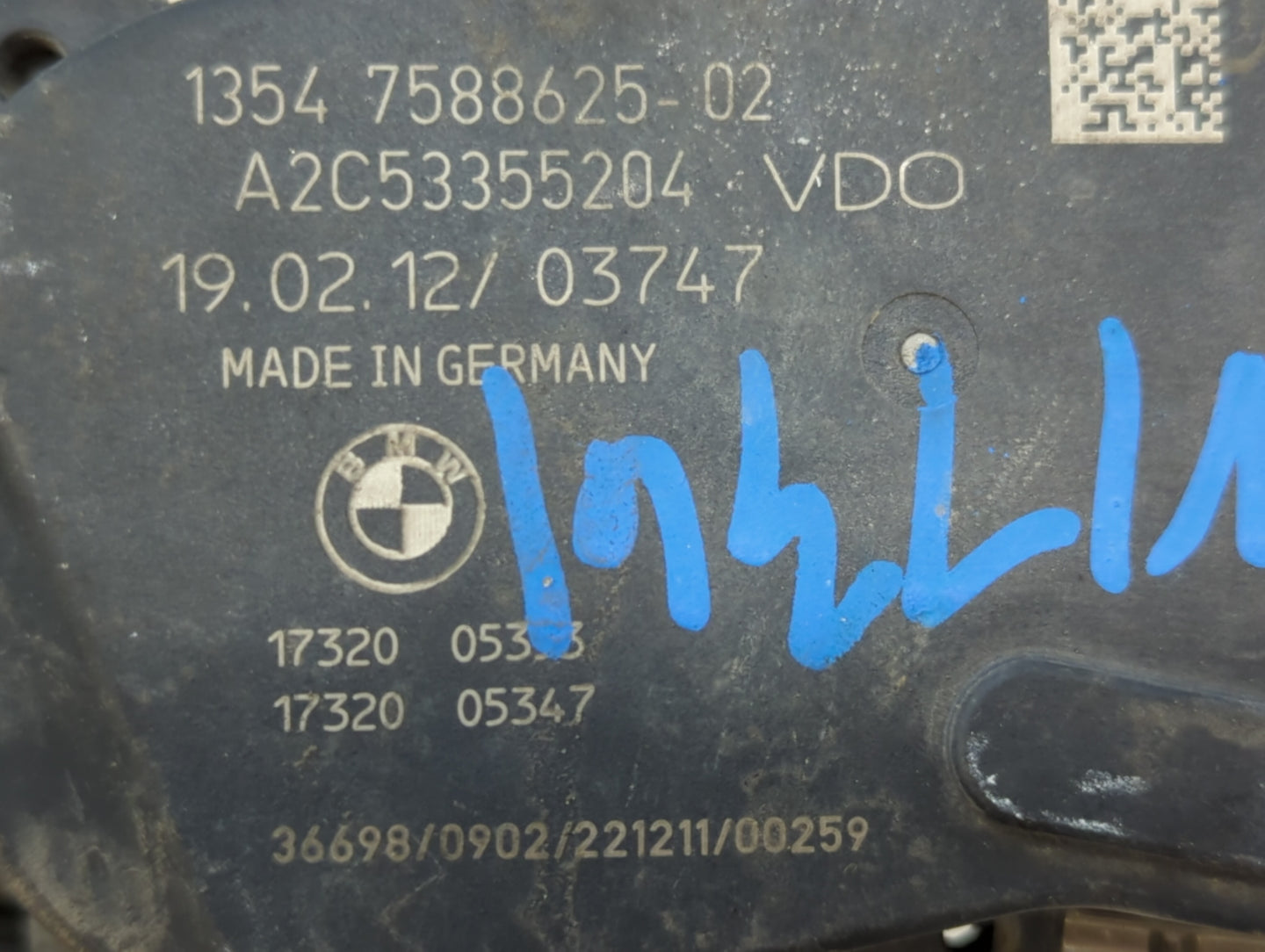 2012-2016 Bmw 328i Throttle Body P/N:1354 7588625-02 Fits Fits 2012 2013 2014 2015 2016 2017 2018 OEM Used Auto Parts - Oemu