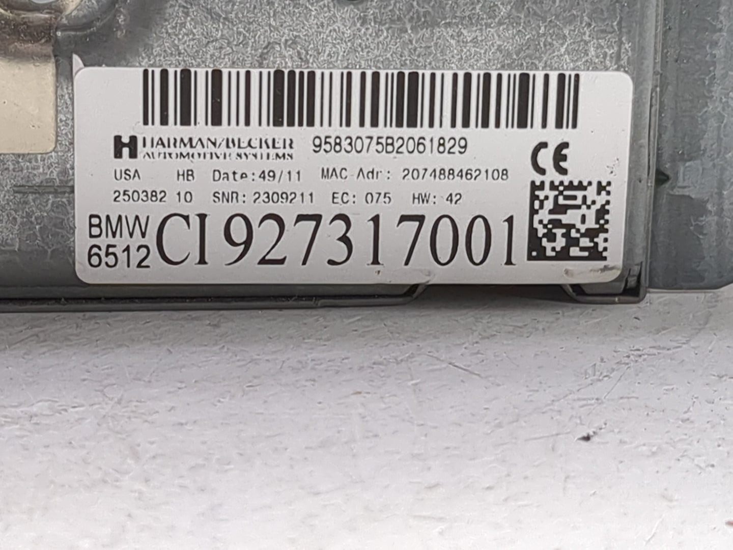 2010-2013 Bmw 335 Radio AM FM Cd Player Receiver Replacement P/N:9583075B2061829 CI927317001 Fits OEM Used Auto Parts - Oemu