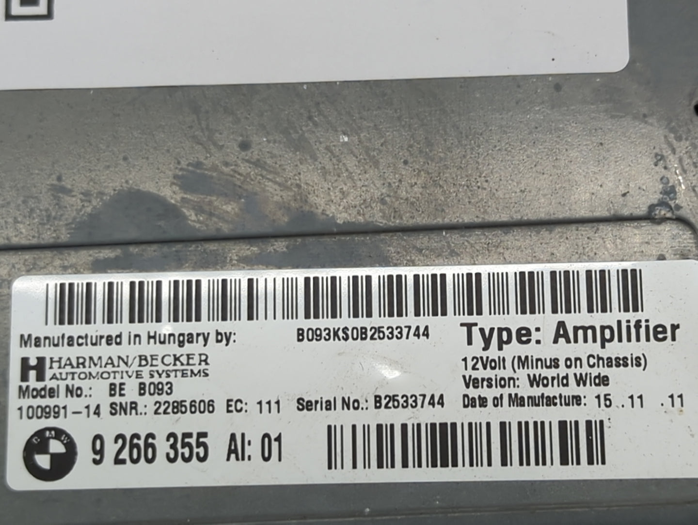 2011-2013 Bmw 528 Radio AM FM Cd Player Receiver Replacement P/N:9266355 BE B093, 100991-14 Fits Fits 2011 2012 2013 OEM Use