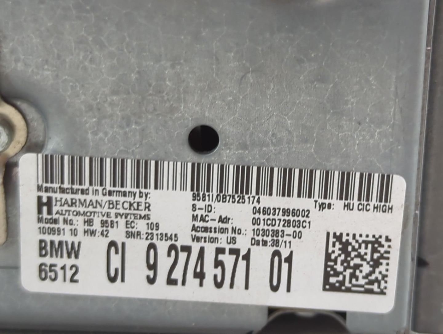 2011-2012 Bmw 528i Radio AM FM Cd Player Receiver Replacement P/N:9 274 571 01 Fits Fits 2010 2011 2012 OEM Used Auto Parts 