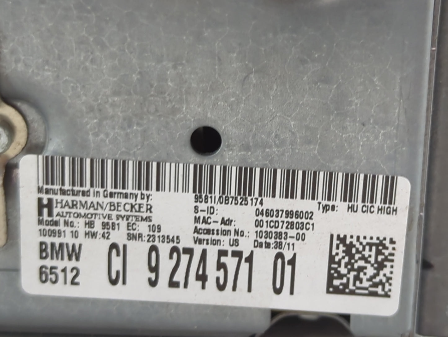 2011-2012 Bmw 528i Radio AM FM Cd Player Receiver Replacement P/N:9 274 571 01 Fits Fits 2010 2011 2012 OEM Used Auto Parts 